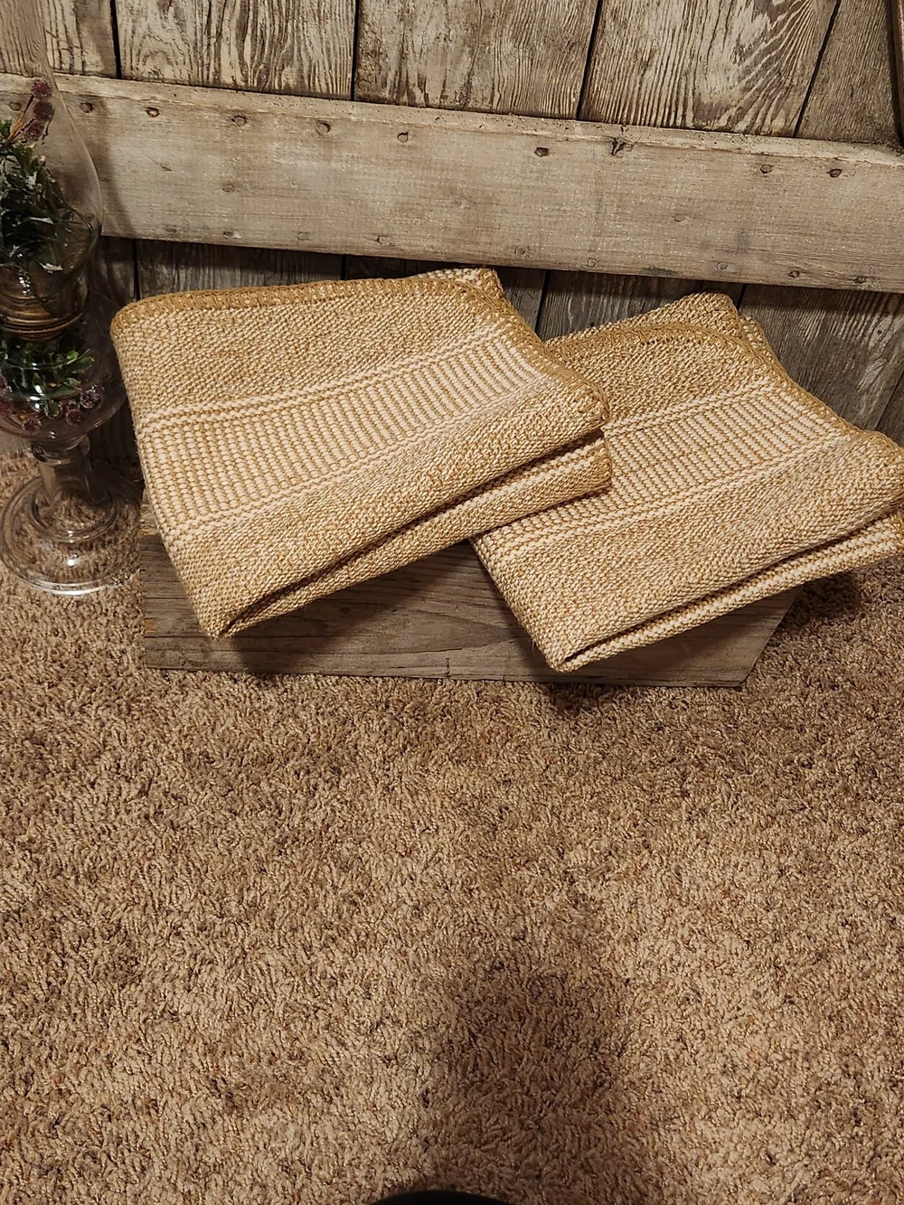2-Beige Striped TABLE RUNNER/MATS.